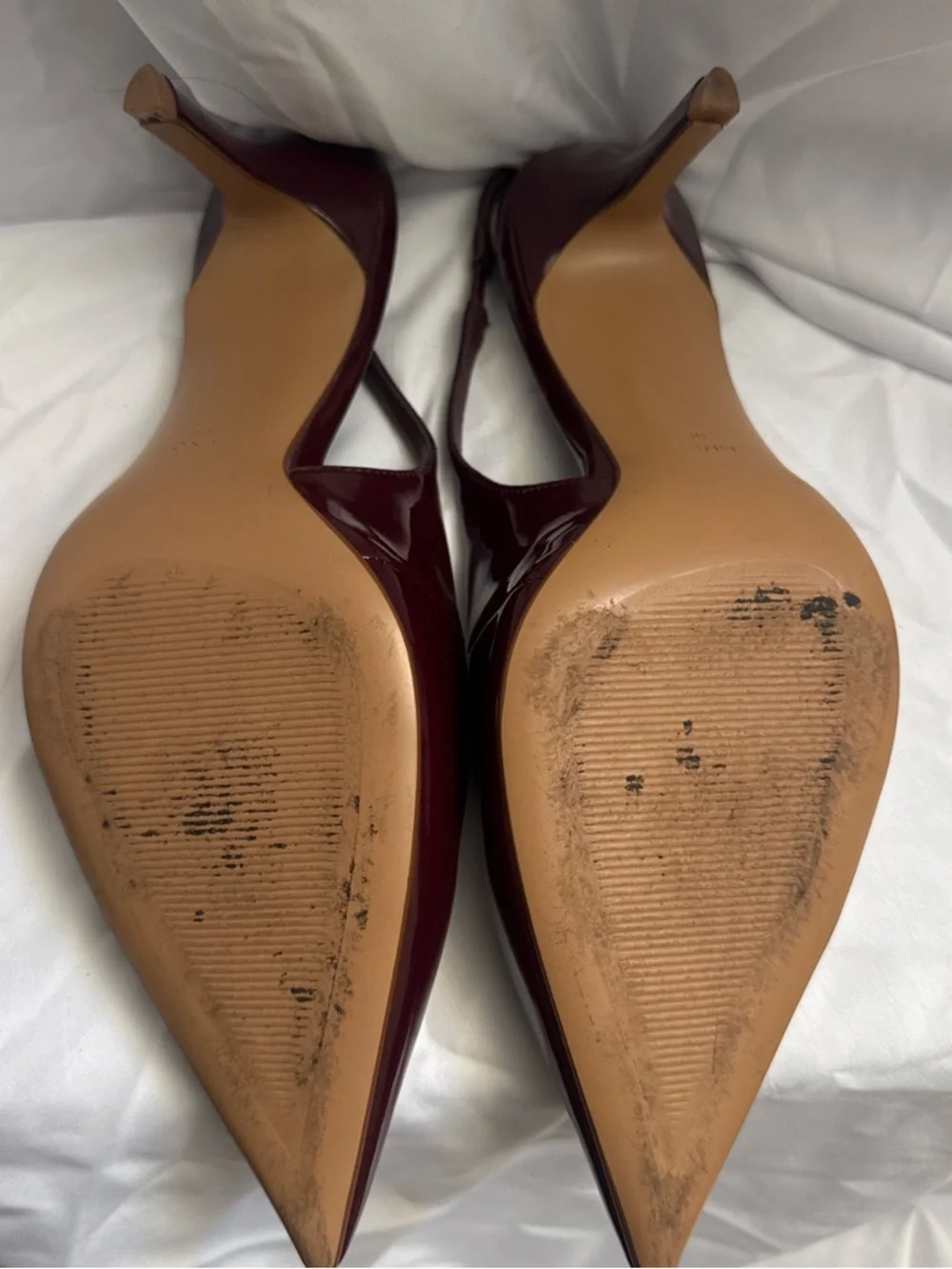 Mango Burgundy Patent Pointed-Toe Slingback Heels - Picture 3 of 5